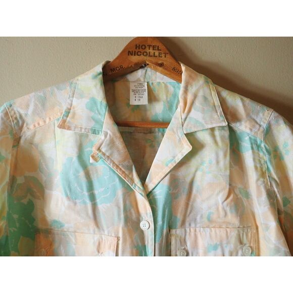 Paris Station Pastel Blouse Button Front Floral 80s Vintage NWT Size 10 - Picture 3 of 8